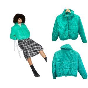 Small Women Long Sleeve Zip-up Puffer Jacket